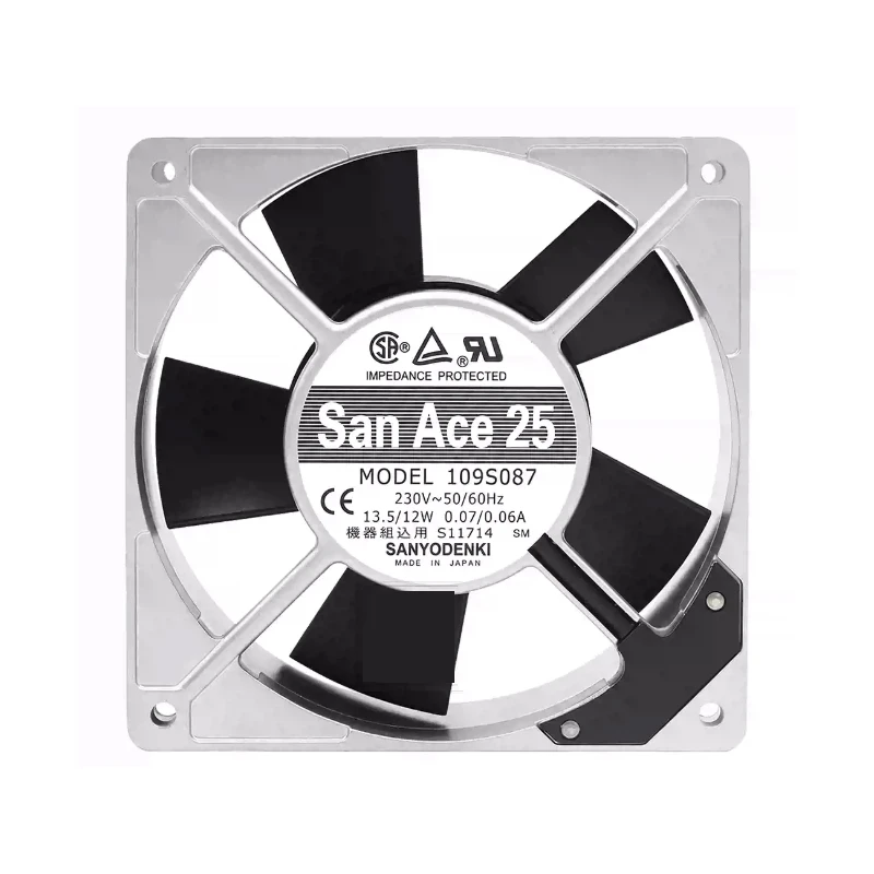 109S087 | Sanyo Denki 230VAC 13.5/12W AC Axial Fan for automation and control cabinet cooling