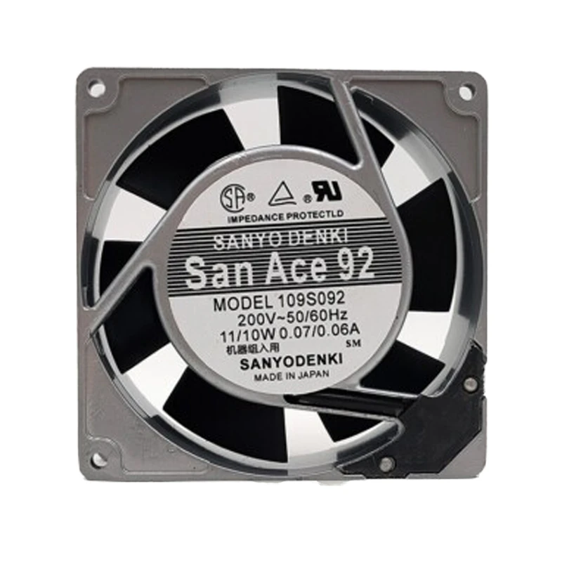 109S092 | Sanyo Denki 200VAC 11/10W AC Axial Fan for automation and control cabinet cooling