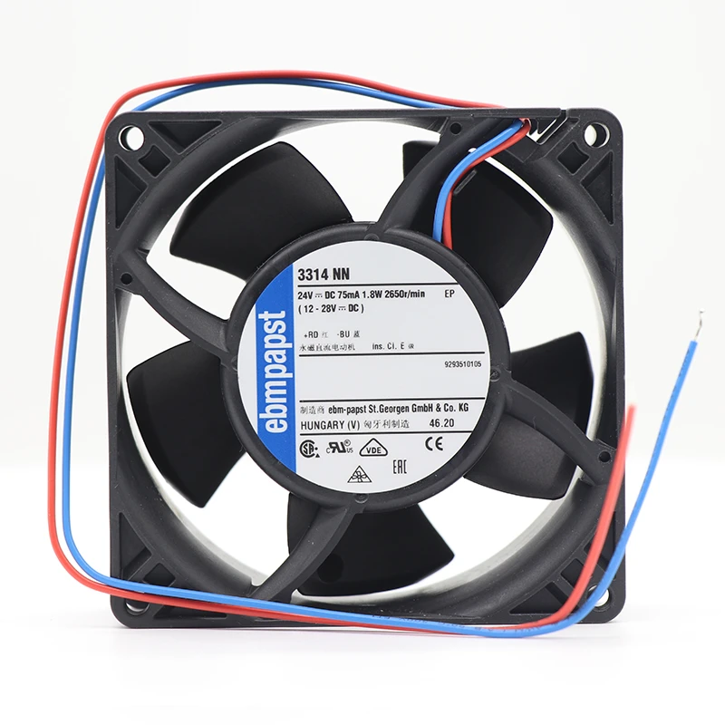 3314NN | ebm-papst 24V 1.8W DC Axial Fan for Electronics Cooling