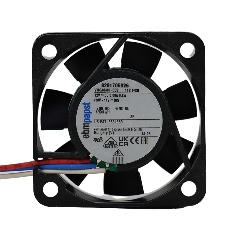 412F/2H | ebm-papst 12V 0.8W DC Axial Fan for Electronics Cooling