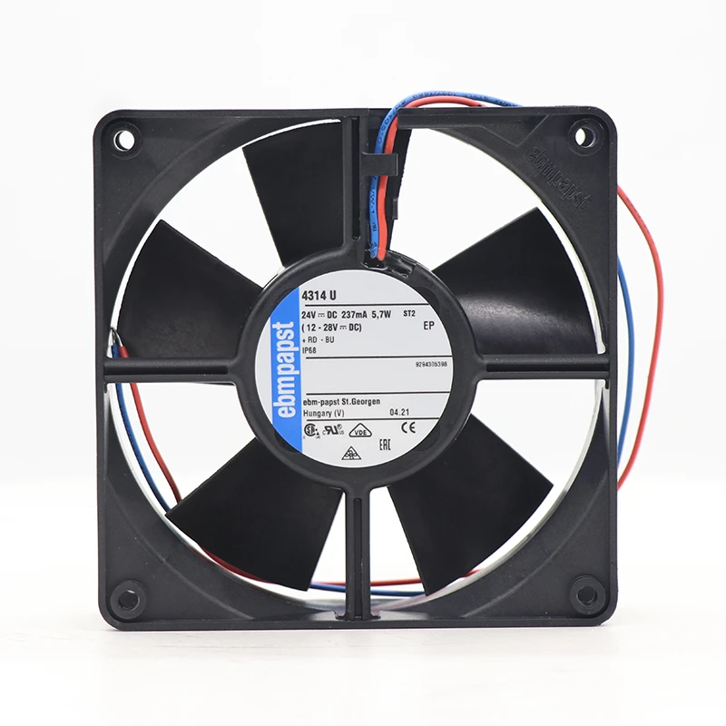 4314U | ebm-papst 24V 5.7W DC Axial Fan for Electronics Cooling