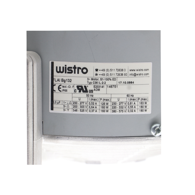 BG132（17.10.0864） | WISTRO 1~230-277VAC 163W External Motor Cooling Fan for Food, Low-Temp and Ex Areas