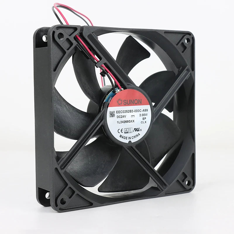 EEC0252B3-000U-A99 | SUNON 24V 2W 120x120x25mm 75m3/h DC Axial Fan for Industrial Cooling