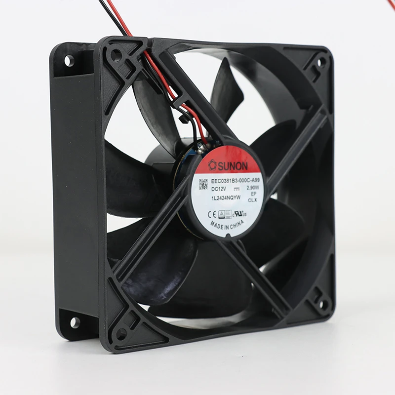 EEC0381B3-000U-A99 | SUNON 12V 2.9W 120x120x38mm 93m3/h DC Axial Fan for Industrial Cooling