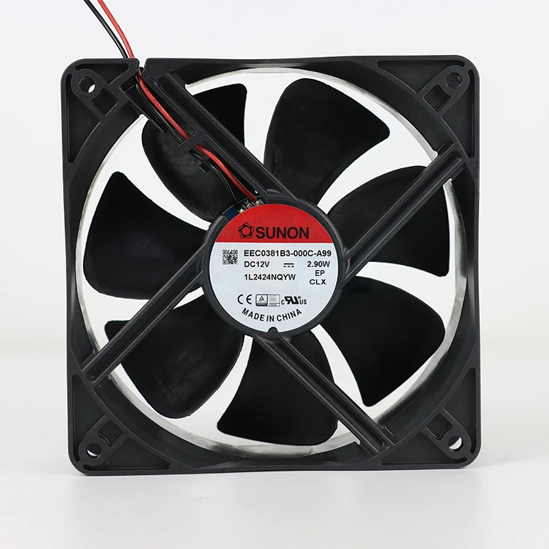 EEC0381B3-000U-A99 | SUNON 12V 2.9W 120x120x38mm 93m3/h DC Axial Fan for Industrial Cooling