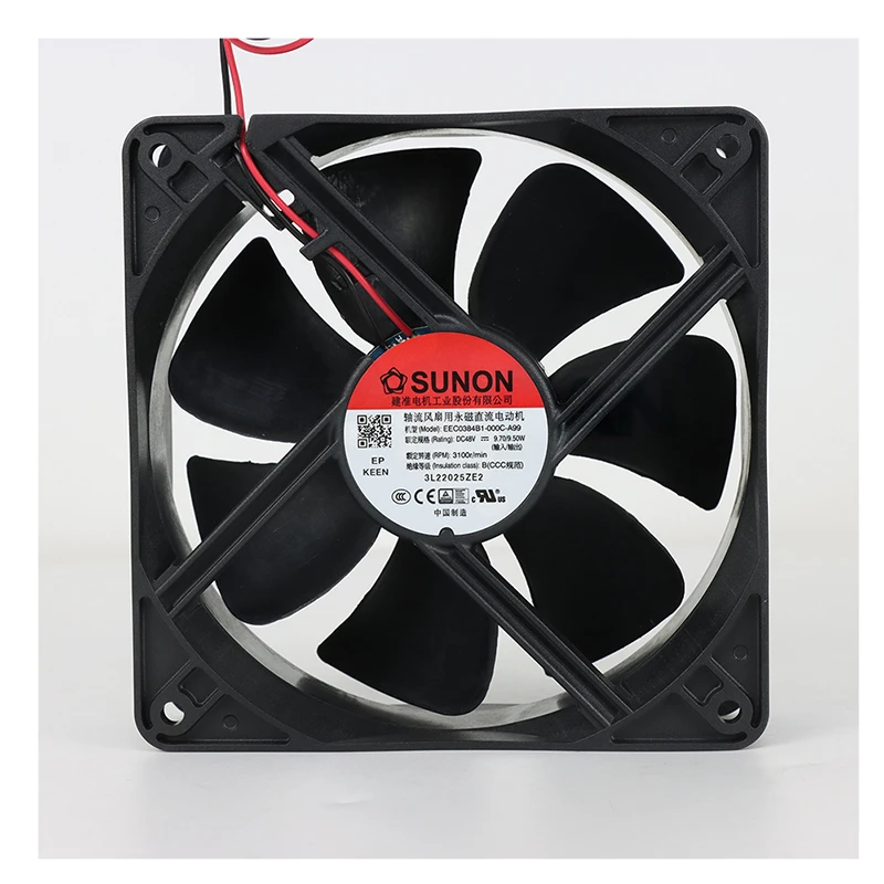 EEC0384B1-000U-A99 | SUNON 48V 9.7W 120x120x38mm 234.5m3/h DC Axial Fan for Industrial Cooling