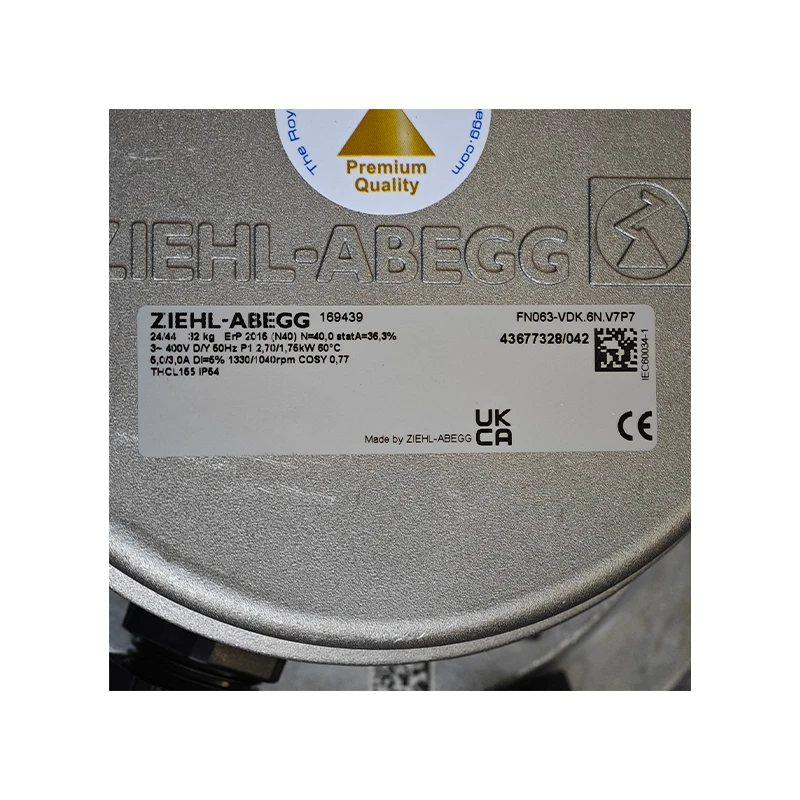 FN063-VDK.6N.V7P7 | ZIEHL-ABEGG 400V 2600W AC Axial Fan for Cooling & Ventilation Systems