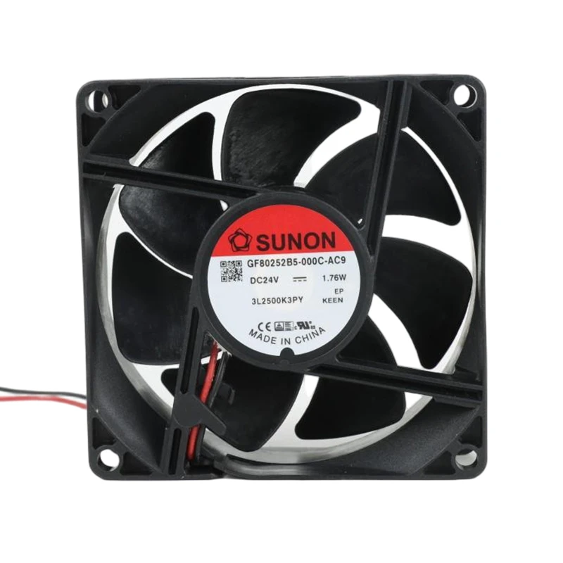 GF80252B5-000U-AC9 | SUNON 24V 1.76W 80x80x25mm 69.7m3/h DC Axial Fan for Industrial Cooling