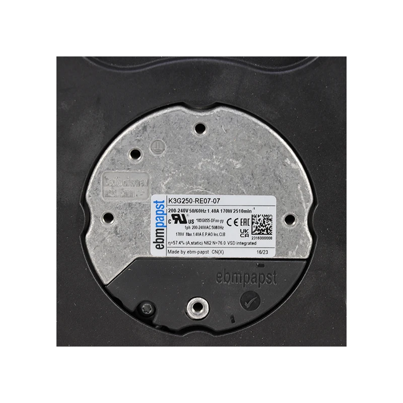 K3G250-RE07-07 | ebm-papst 1~ 200-277V 170W EC Centrifugal Fan for Air Handling