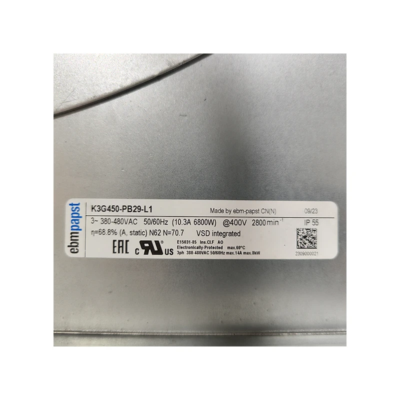 K3G450-PB29-L1 | ebm-papst 3~380-480V 6800W EC Centrifugal Fan for Data Center Cooling