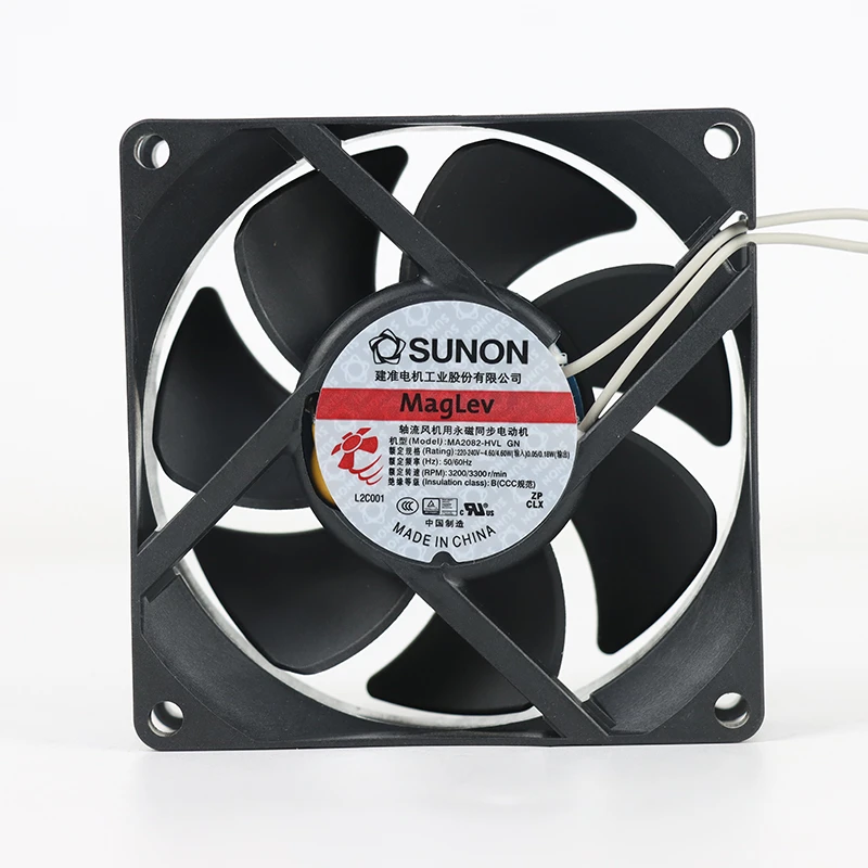 MA2082-HVL.GN | SUNON 220V 4.6W 80x80x25mm 41m3/h 3300rpm AC Axial Fan for HVAC & Ventilation