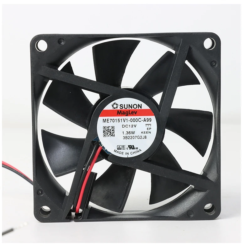 ME70151V1-000U-A99 | SUNON 12V 1.36W 70x70x15mm 27m3/h DC Axial Fan for Industrial Cooling