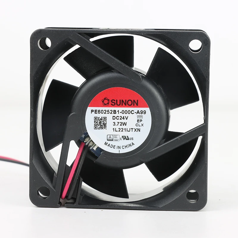 PE60252B1-000U-A99 | SUNON 24V 3.72W 60x60x25mm 61.2m3/h DC Axial Fan for Industrial Cooling