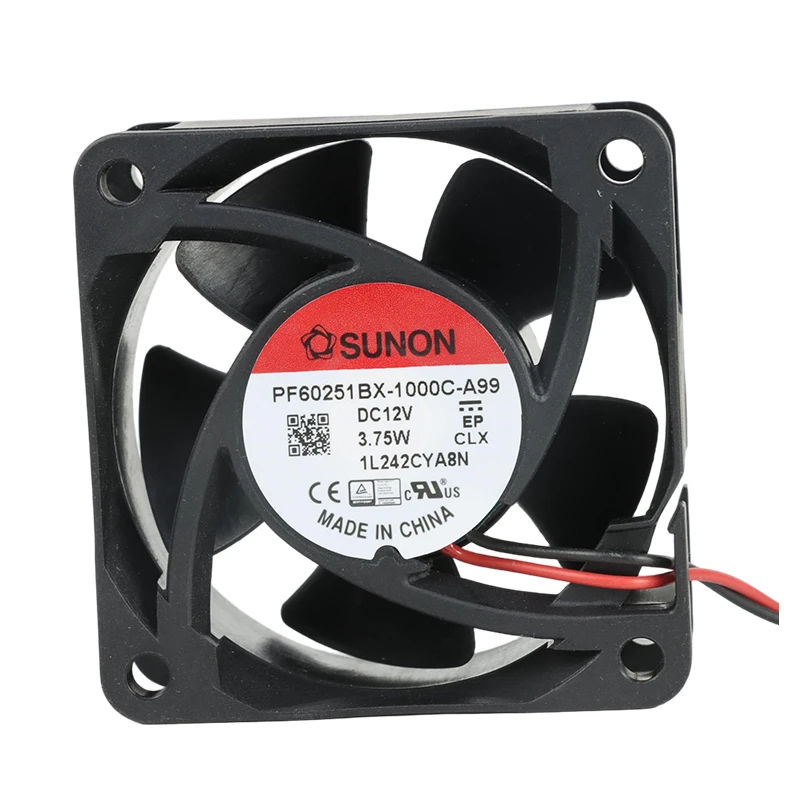 PF60251BX-1000U-A99 | SUNON 12V 3.75W 60x60x25mm 68m3/h DC Axial Fan for Industrial Cooling