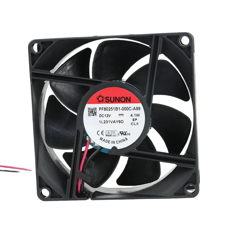 PF80251B1-000U-A99 | SUNON 12V 4.1W 80x80x25mm 60m3/h DC Axial Fan for Industrial Cooling