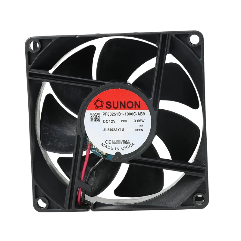 PF80251B1-1000U-AB9 | SUNON 12V 3.66W 80x80x25mm 64.09m3/h DC Axial Fan for Industrial Cooling