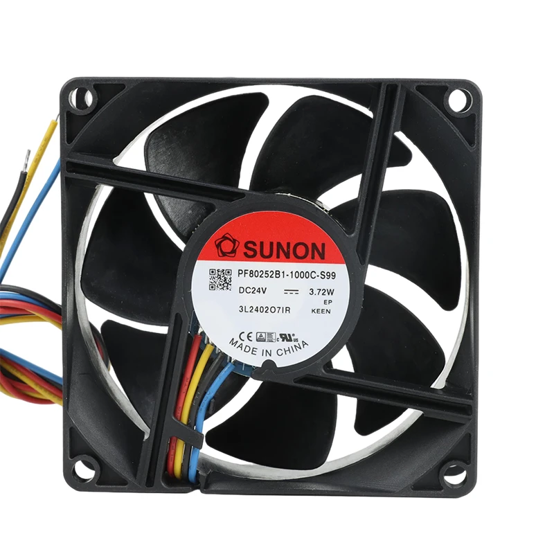 PF80252B1-1000U-S99 | SUNON 24V 3.72W 80x80x25mm 102m3/h DC Axial Fan for Industrial Cooling