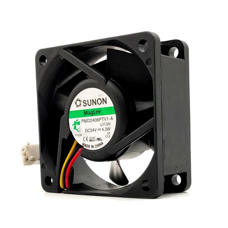 PMD2406PTV1-A.V.GN | SUNON 24V 4.3W 60x60x25mm 61.2m3/h DC Axial Fan for Industrial Cooling