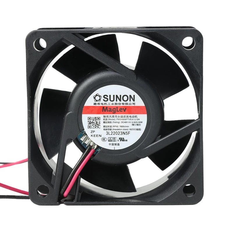 PMD4806PTVX-A.U.GN | SUNON 48V 5.5W 60x60x25mm 68m3/h DC Axial Fan for Industrial Cooling