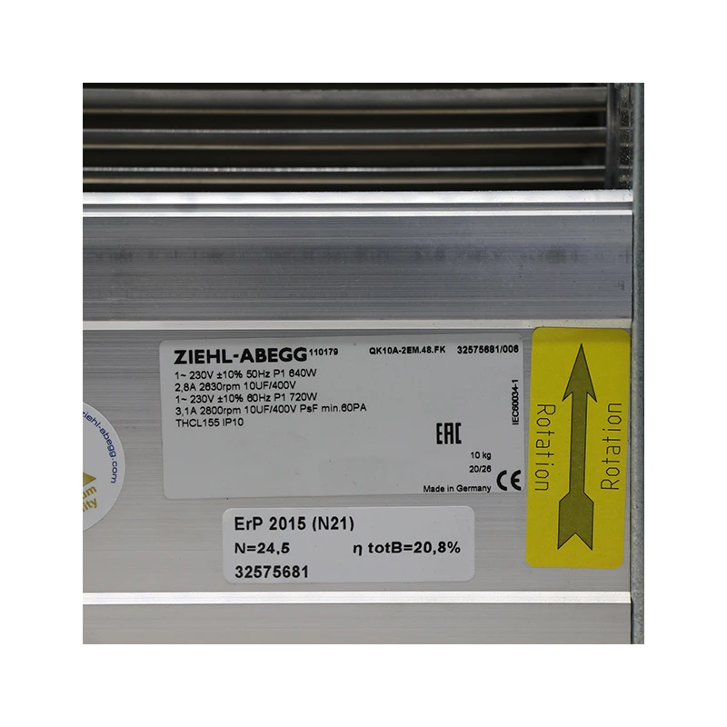 QK10A-2EM.48.FK | ZIEHL-ABEGG 230V 720W AC Crossflow Fan for Dry Transformer Cooling