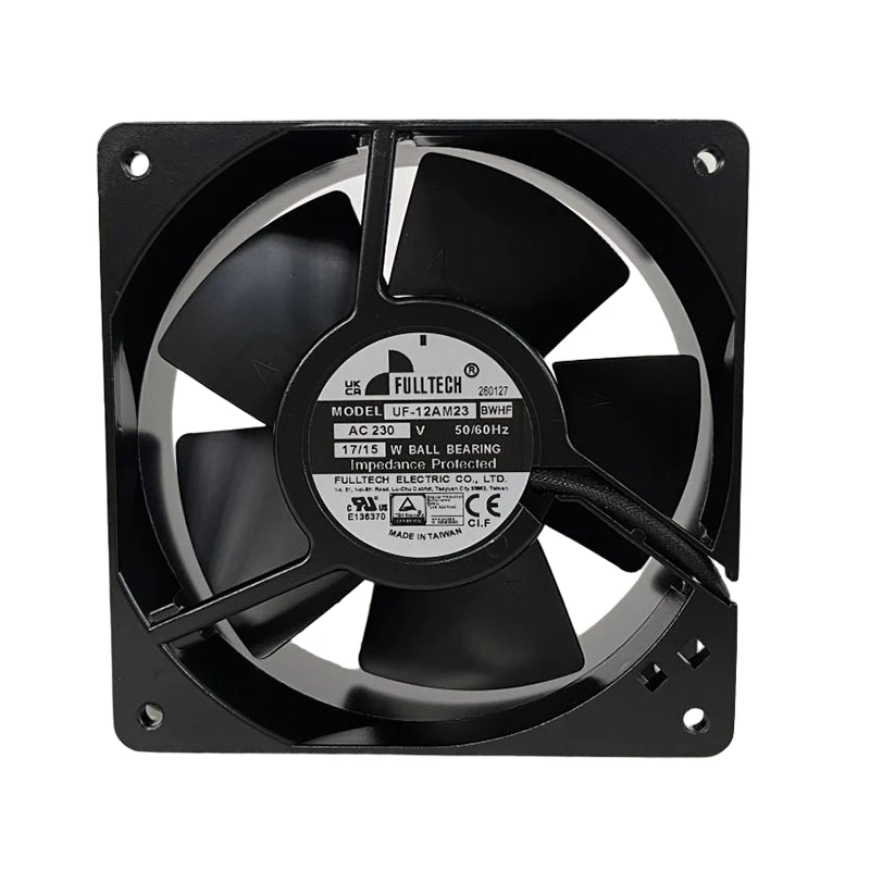 UF-12AM23BWHF | Fulltech 230VAC 15W AC Axial Fan for Control Cabinet and Power Supply Cooling